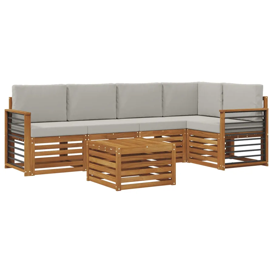 Ensemble de canapé d'angle 6 pcs Gris Naturel et Clair - 2