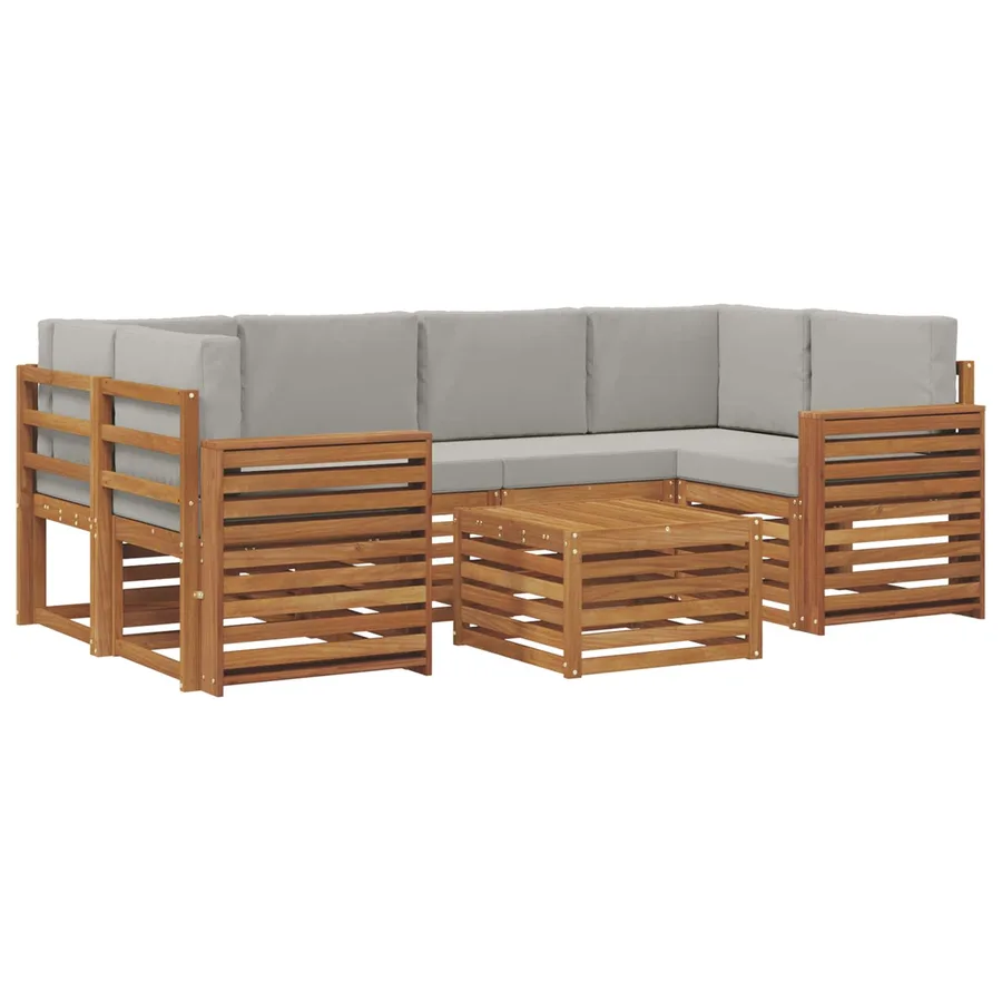 Ensemble de canapés d'extérieur 7 pcs Gris Naturel et Clair - 2