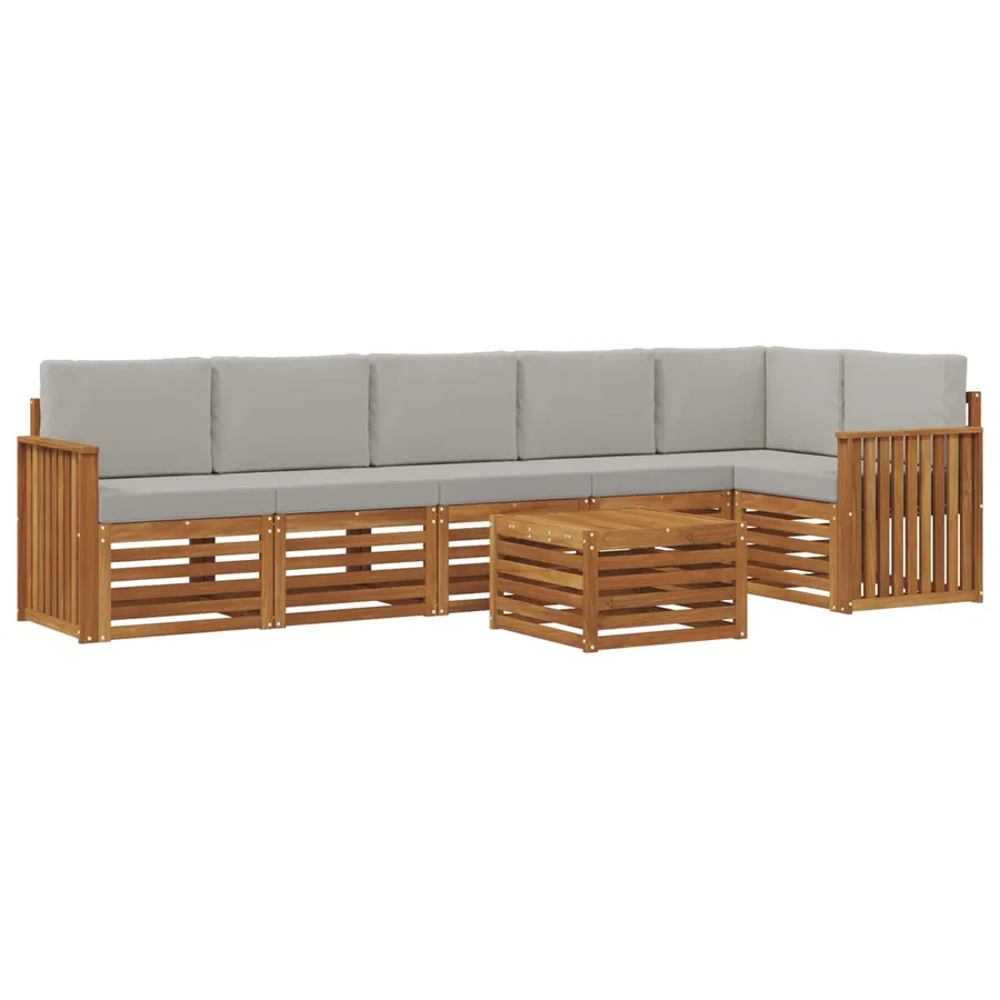 Ensemble de canapé d'angle 7 pcs Gris Naturel et Clair - 2