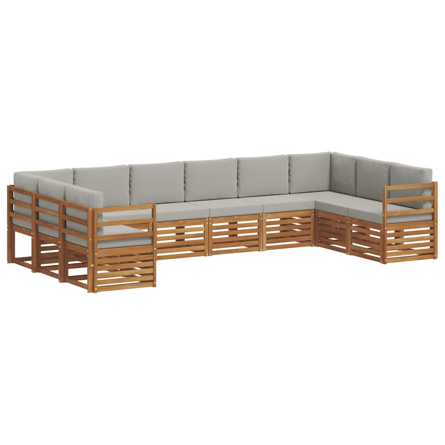 Ensemble de canapé d'angle 10 pcs Gris Naturel et Clair - 2