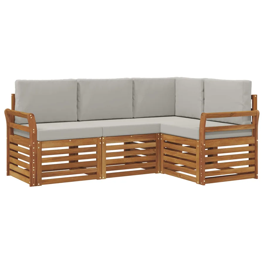 Ensembles de canapés avec coussin 4 pcs Gris Naturel et Clair - 2