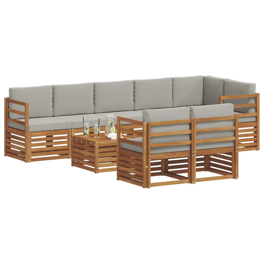 Ensembles de canapés avec coussin 9 pcs Gris Naturel et Clair - 3