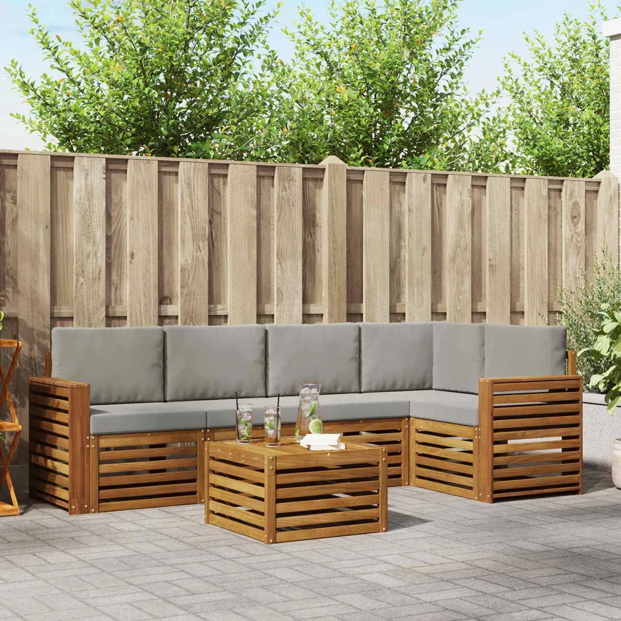 Ensemble de canapé d'angle 6 pcs Gris Naturel et Clair