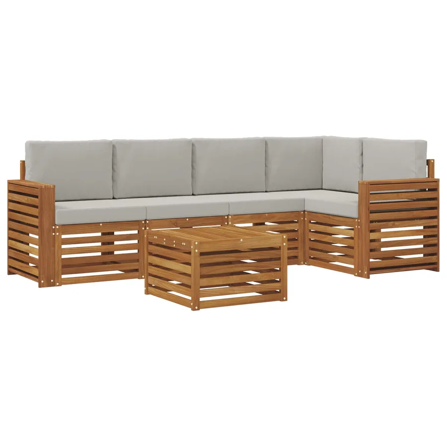 Ensemble de canapé d'angle 6 pcs Gris Naturel et Clair - 2