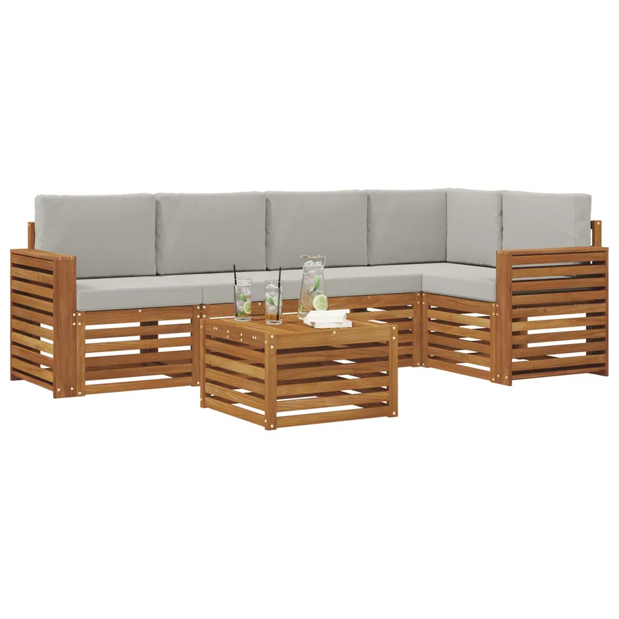 Ensemble de canapé d'angle 6 pcs Gris Naturel et Clair - 3