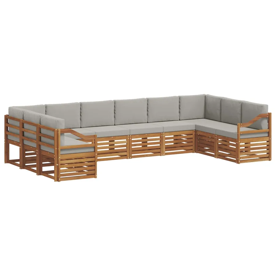 Ensemble de canapé d'angle 10 pcs Gris Naturel et Clair - 2