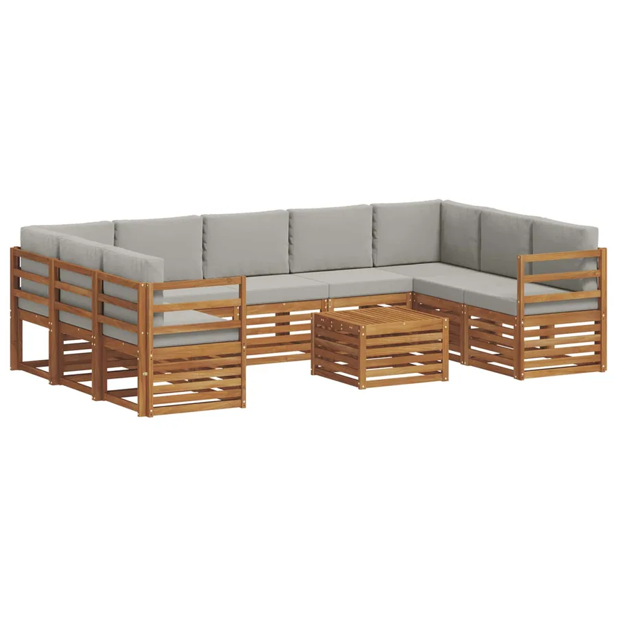 Ensembles de canapés avec coussin 10 pcs Gris Naturel et Clair - 2