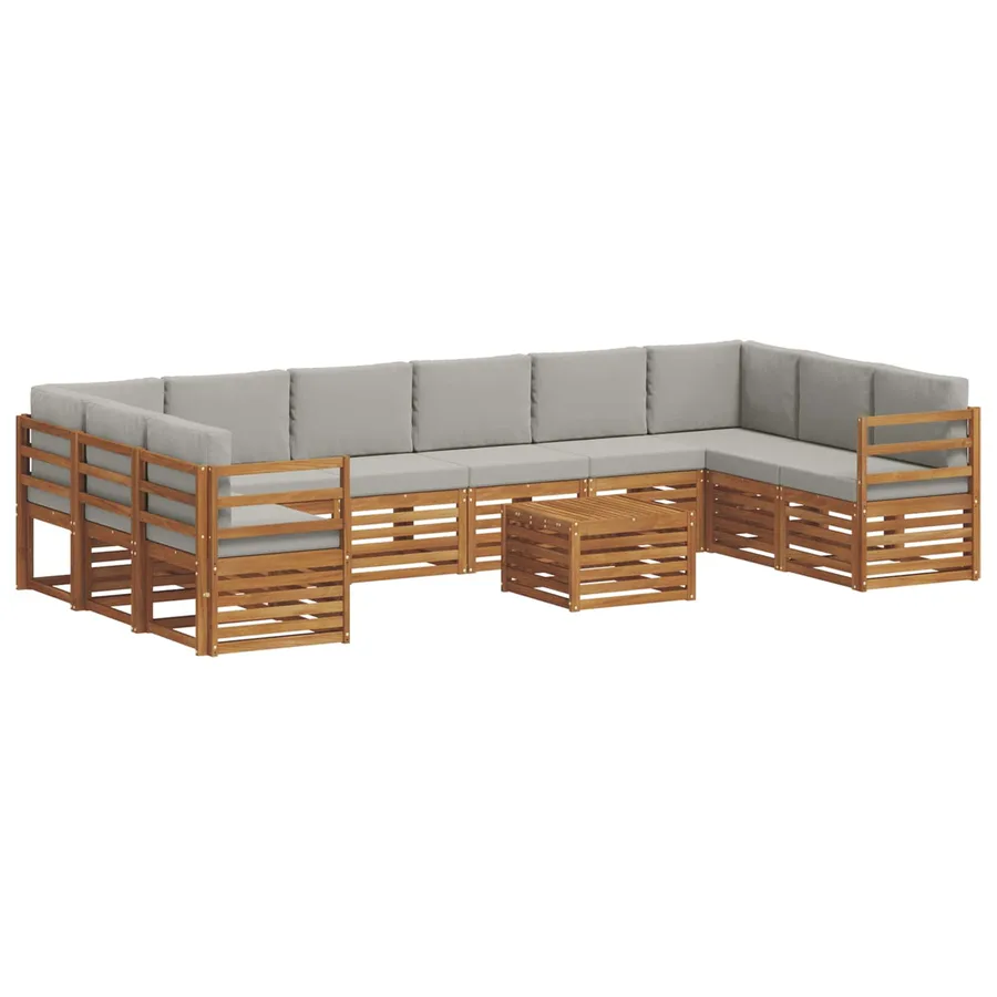 Ensemble de canapés d'extérieur 11 pcs Gris Naturel et Clair - 2