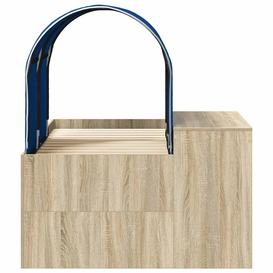 Lit avec Tunnel 3 pc Chêne Artisanal et Bleu Bois d'ingénierie - 7