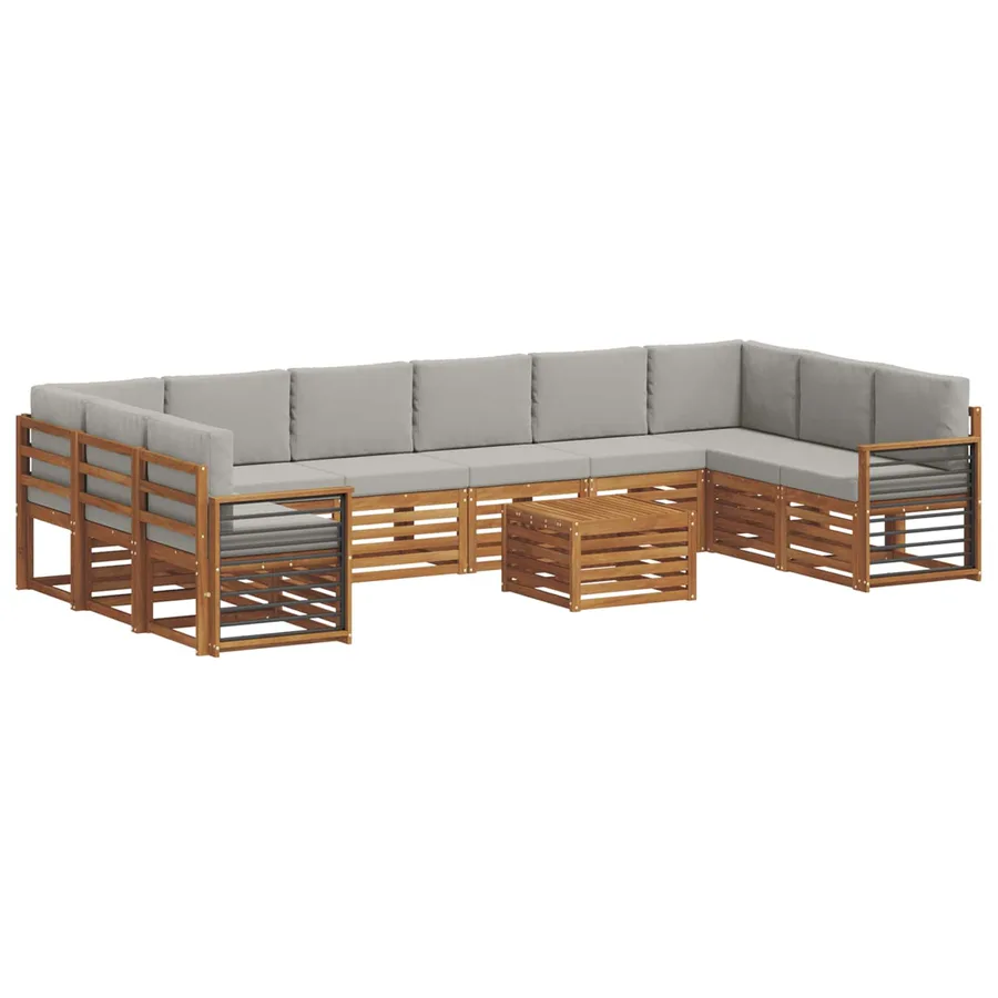 Ensemble de canapés d'extérieur 11 pcs Gris Naturel et Clair - 2