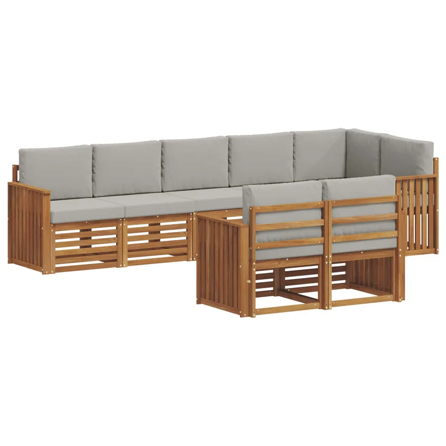 Ensembles de canapés avec coussin 8 pcs Gris Naturel et Clair - 2