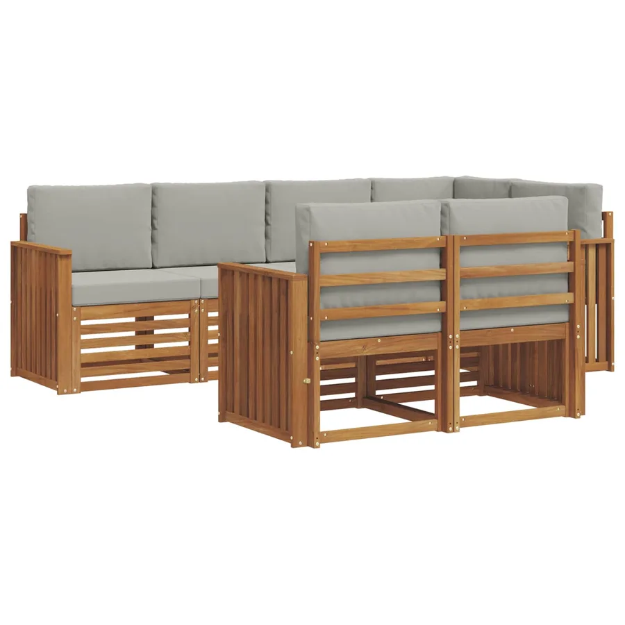 Ensemble de canapé d'angle 7 pcs Gris Naturel et Clair - 2