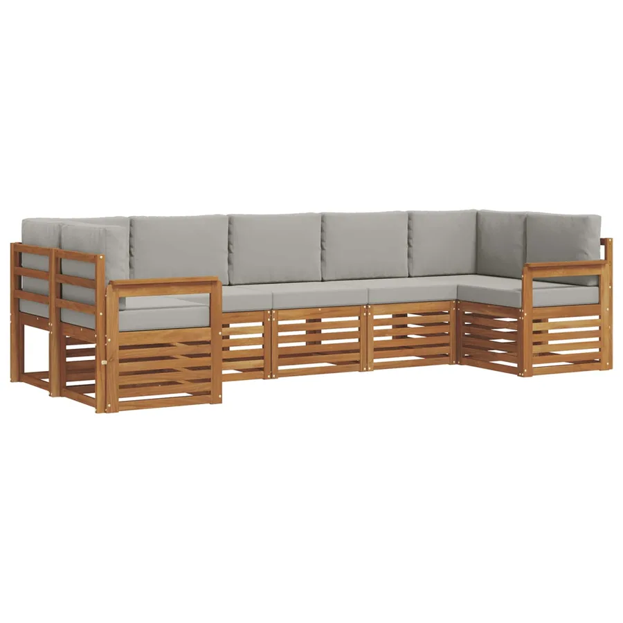 Ensemble de canapé d'angle 7 pcs Gris Naturel et Clair - 2