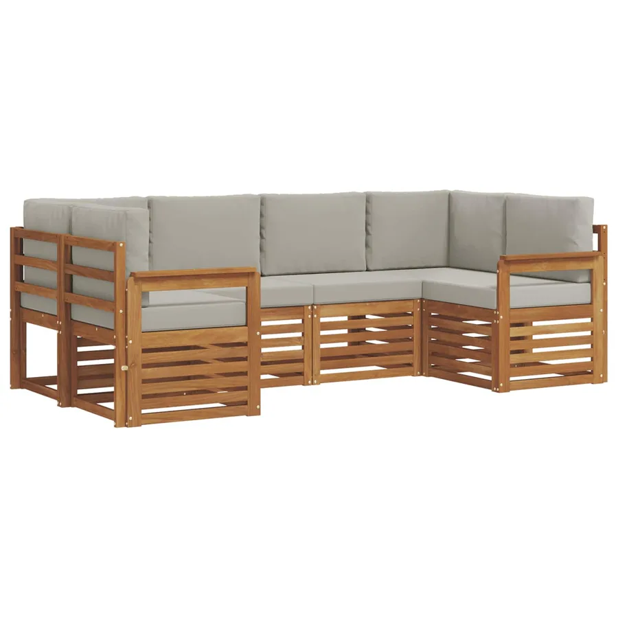 Ensemble de canapé d'angle 6 pcs Gris Naturel et Clair - 2