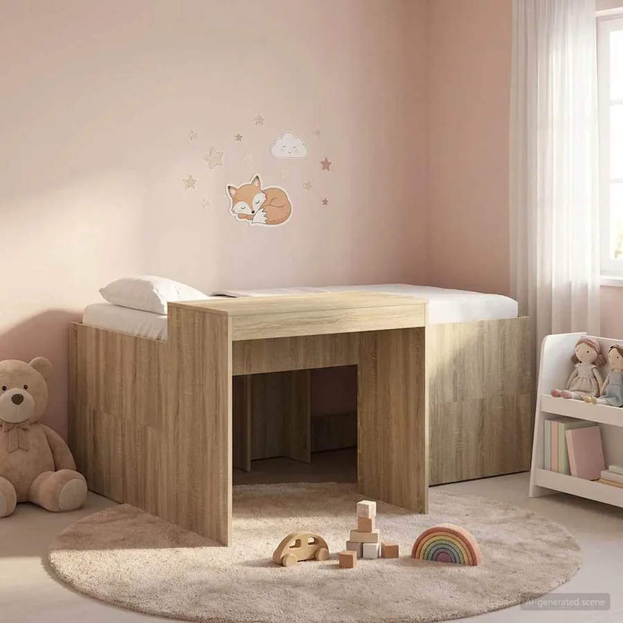 Lit haut pour enfants avec bureau Chêne Sonoma 80 x 160 cm