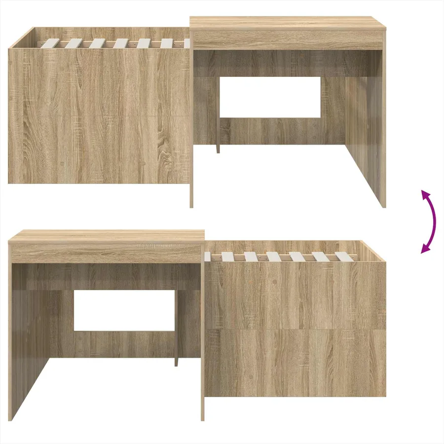 Lit haut pour enfants avec bureau Chêne Sonoma 80 x 160 cm - 8