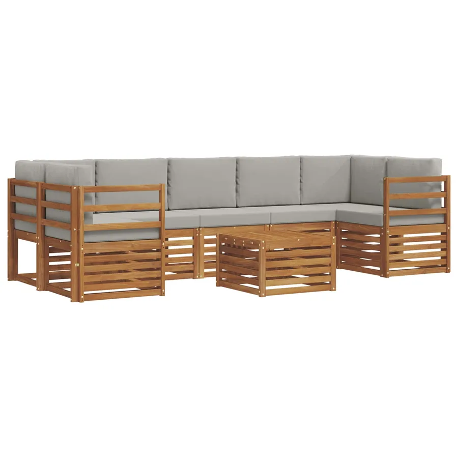 Ensemble de canapés d'extérieur 8 pcs Gris Naturel et Clair - 2