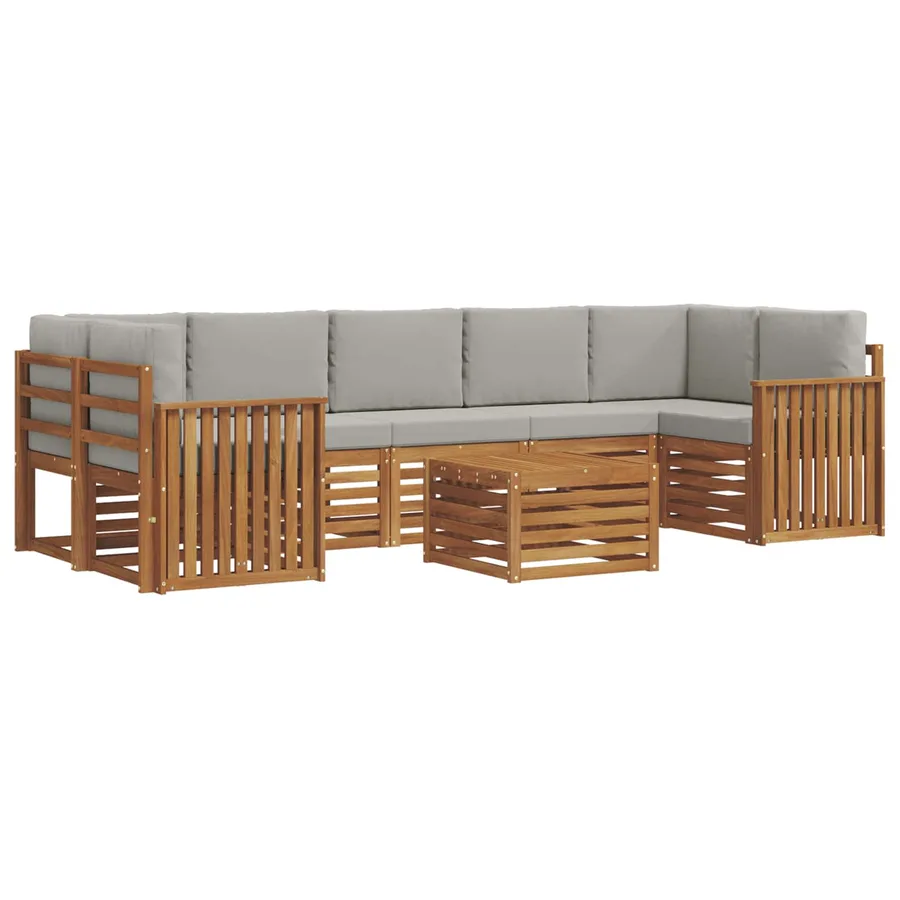 Ensemble de canapés d'extérieur 8 pcs Gris Naturel et Clair - 2