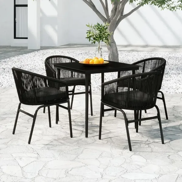 Ensemble à manger de jardin 5 pcs Noir