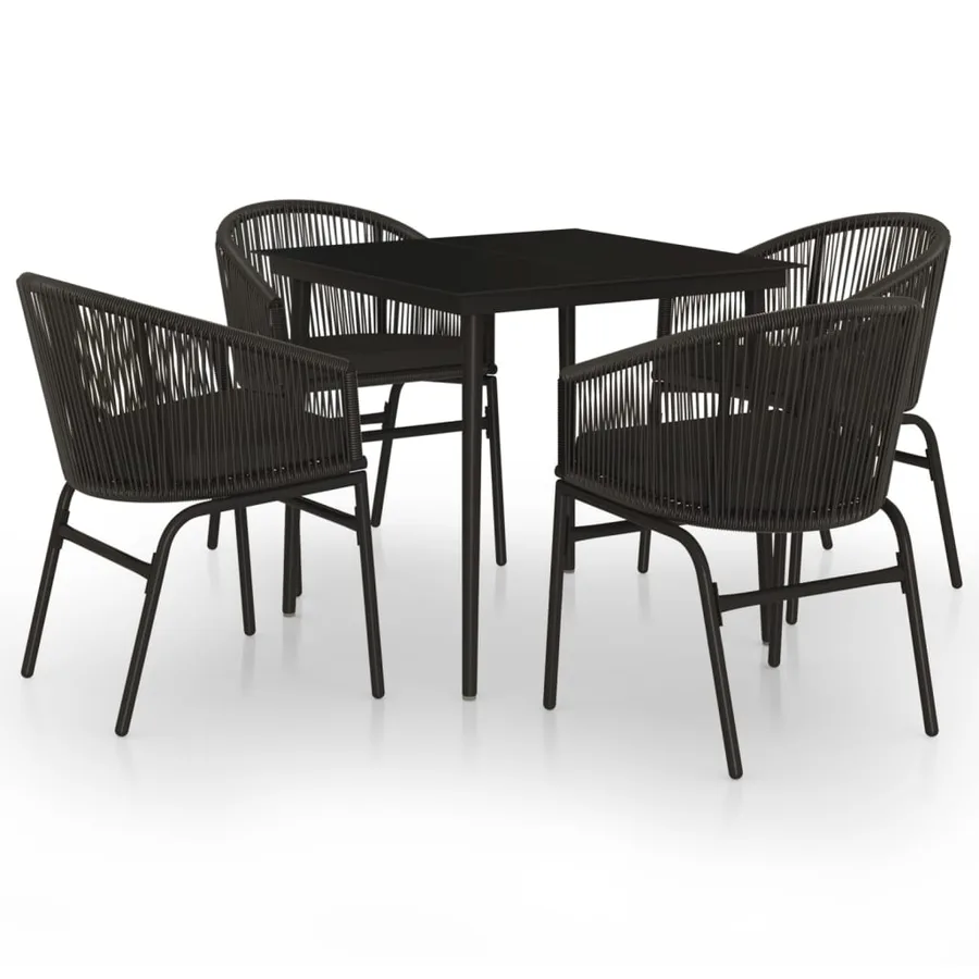 Ensemble à manger de jardin 5 pcs Noir - 2
