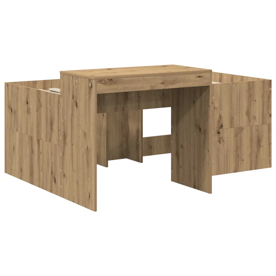 Lit haut pour enfants avec bureau Chêne artisanal - 3