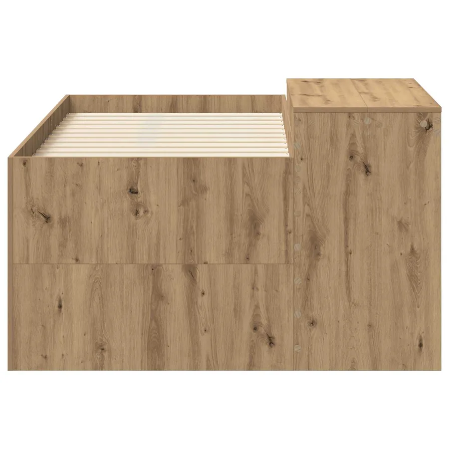 Lit haut pour enfants avec bureau Chêne artisanal - 4