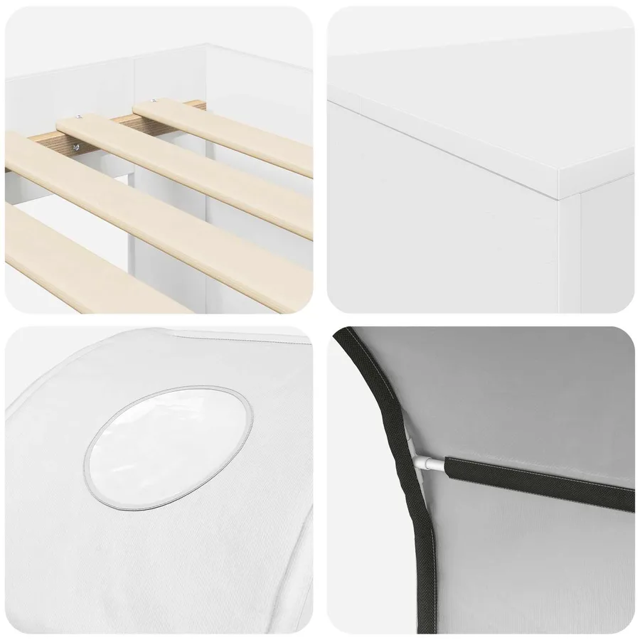 Lit avec Tunnel 3 pc Chêne Artisanal et Blanc Bois d'ingénierie - 9