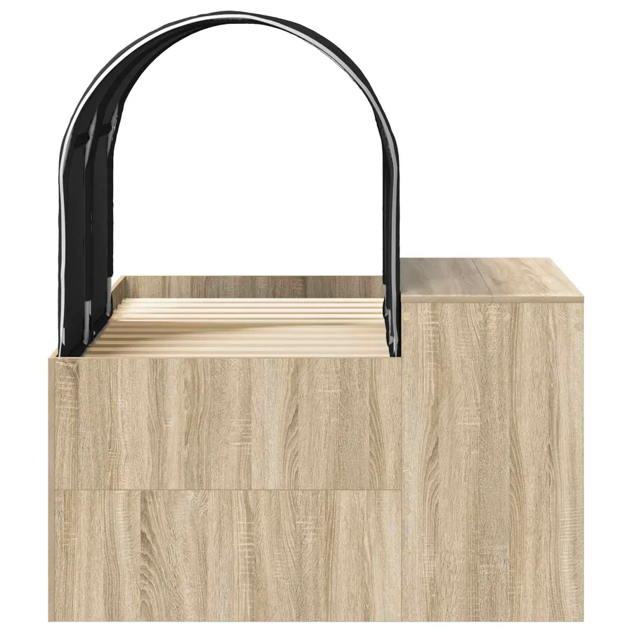 Lit avec Tunnel 3 pc Chêne Artisanal et Noir Bois d'ingénierie - 7