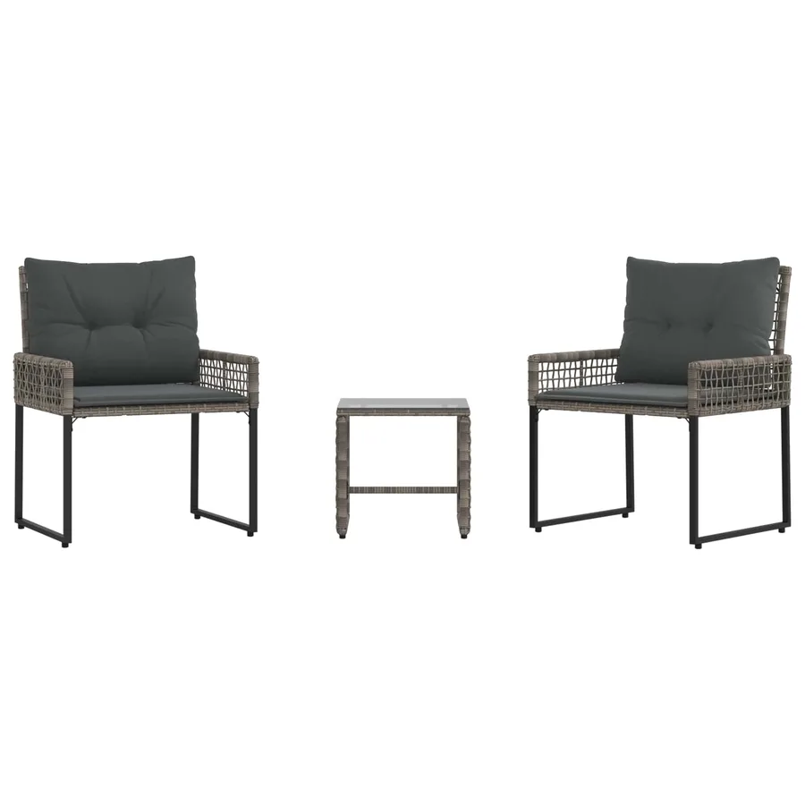 Ensemble de meubles d'extérieur avec coussin 3 pcs Gris - 2