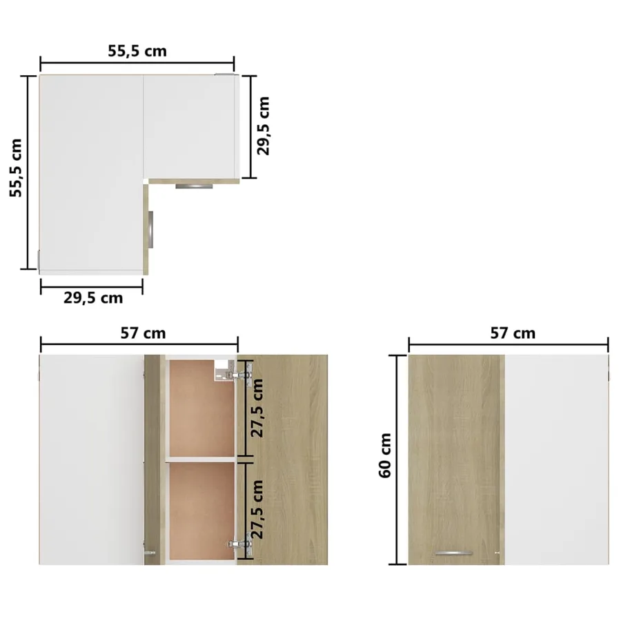 Armoire d'angle suspendue "Lyon" Chêne Sonoma 57 x 57 x 60 cm Bois d'ingénierie - 9