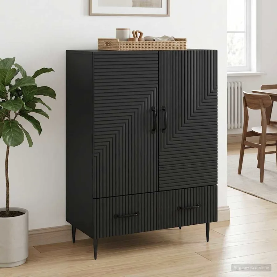 Buffet avec tiroir Noir 66 x 34,5 x 95 cm Bois d'ingénierie