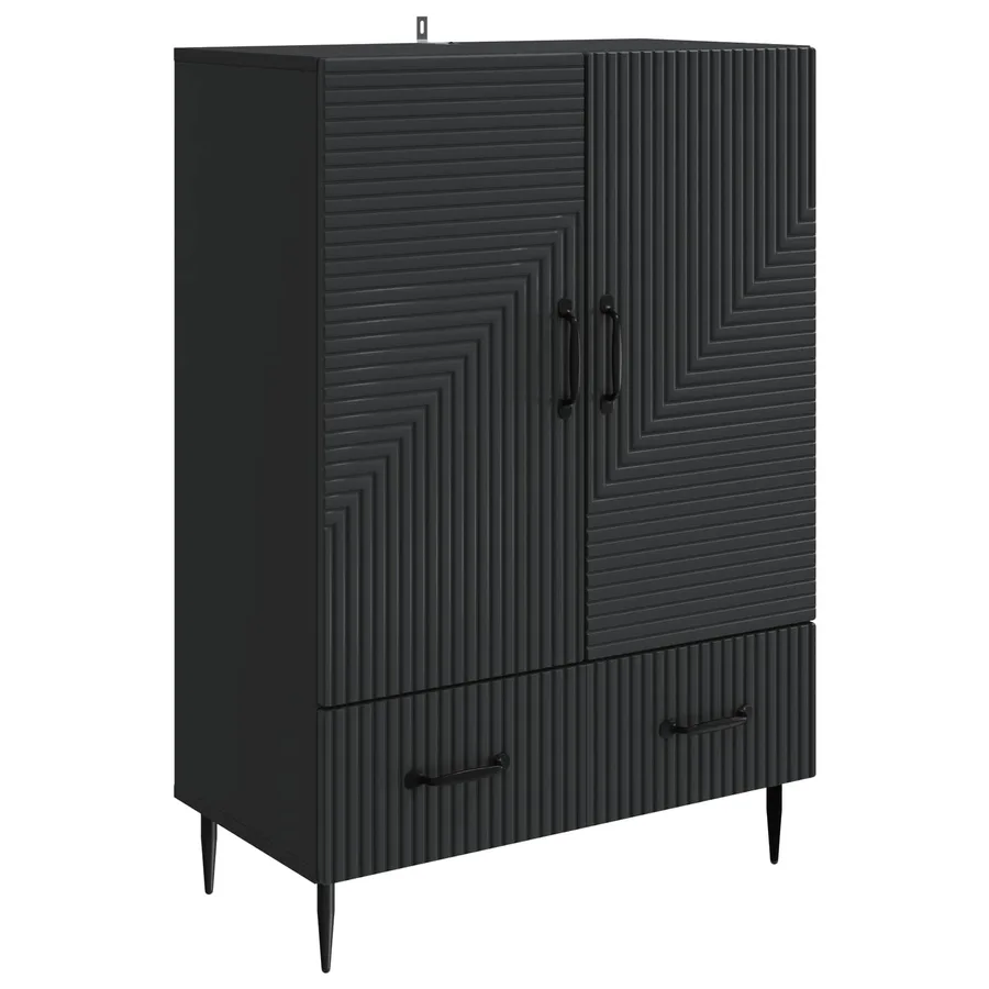 Buffet avec tiroir Noir 66 x 34,5 x 95 cm Bois d'ingénierie - 2