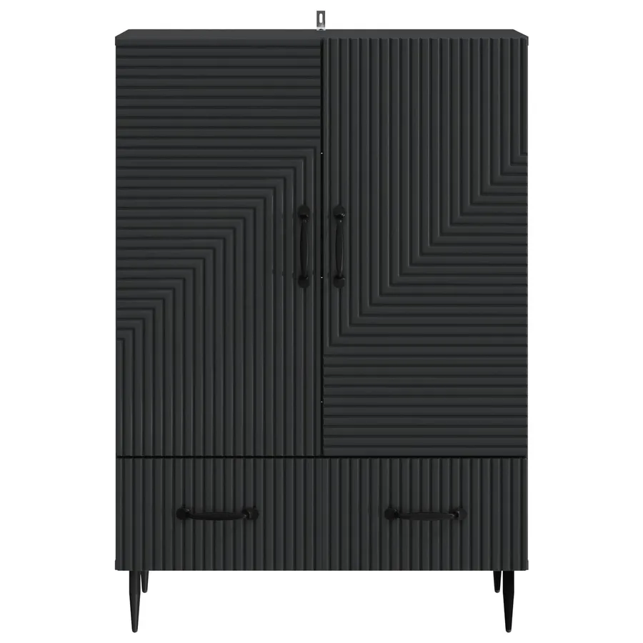 Buffet avec tiroir Noir 66 x 34,5 x 95 cm Bois d'ingénierie - 5