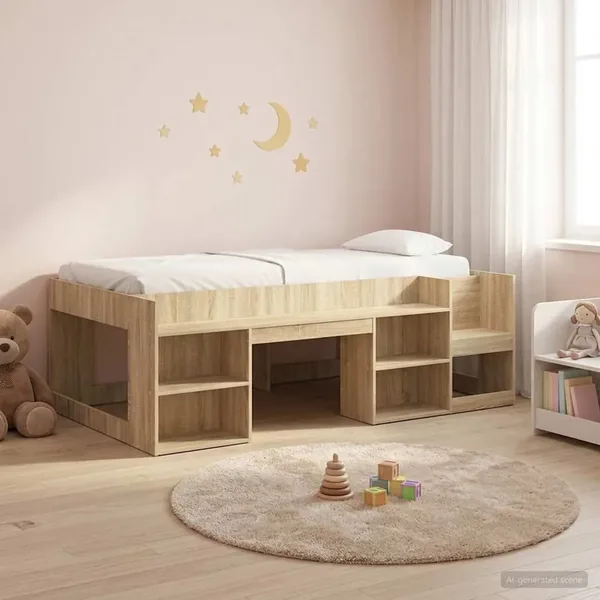 Cadre de lit pour enfants avec rangement Chêne Sonoma