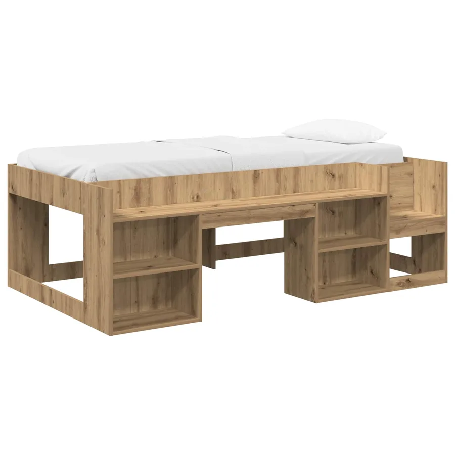 Cadre de lit pour enfants avec rangement Chêne artisanal - 2