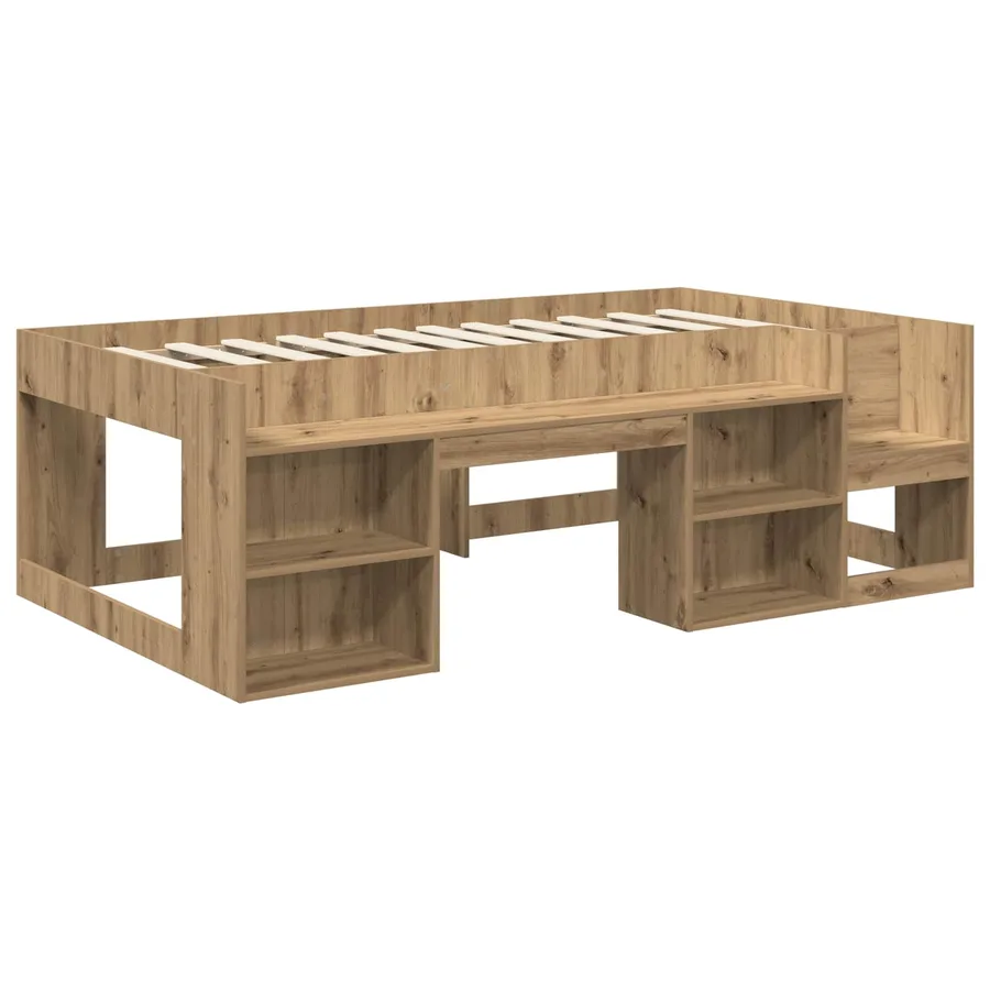 Cadre de lit pour enfants avec rangement Chêne artisanal - 3