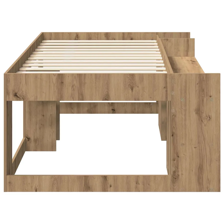 Cadre de lit pour enfants avec rangement Chêne artisanal - 4