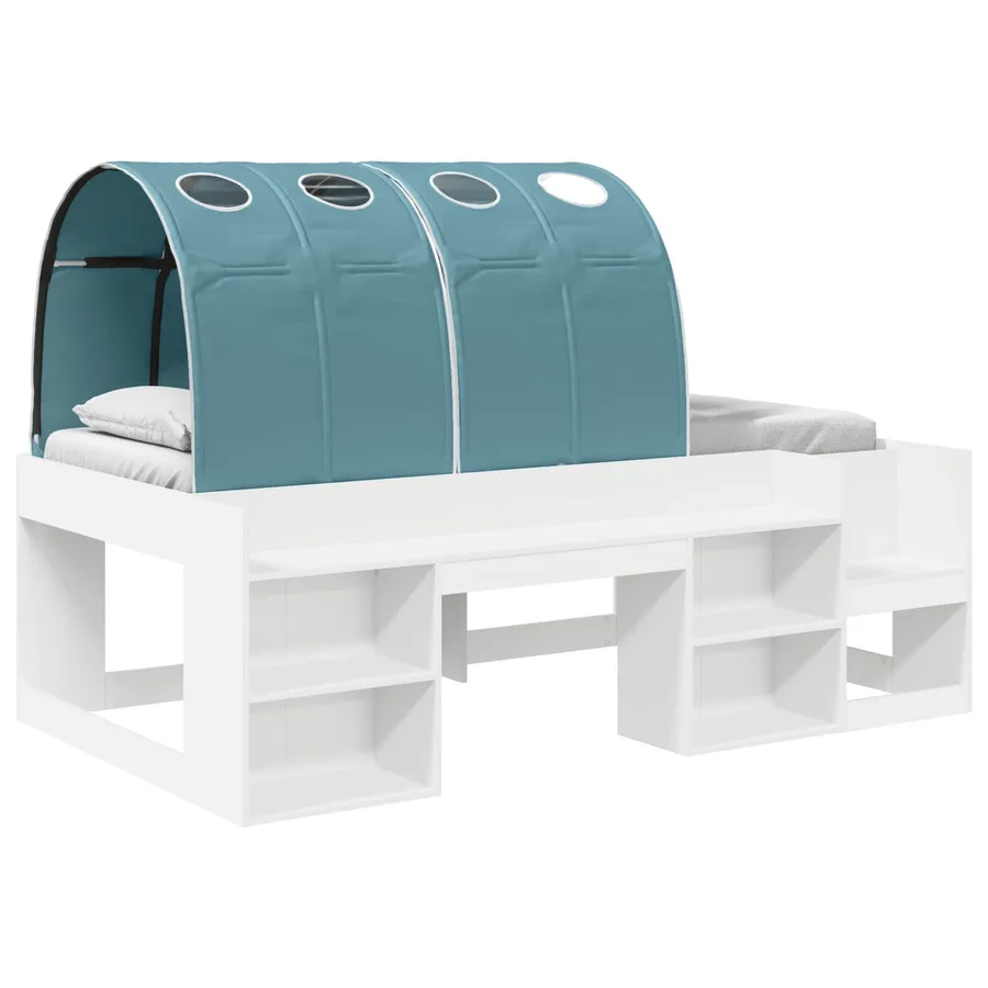 Cadre de lit avec tunnel avec étagère 3 pc Blanc et bleu clair - 2