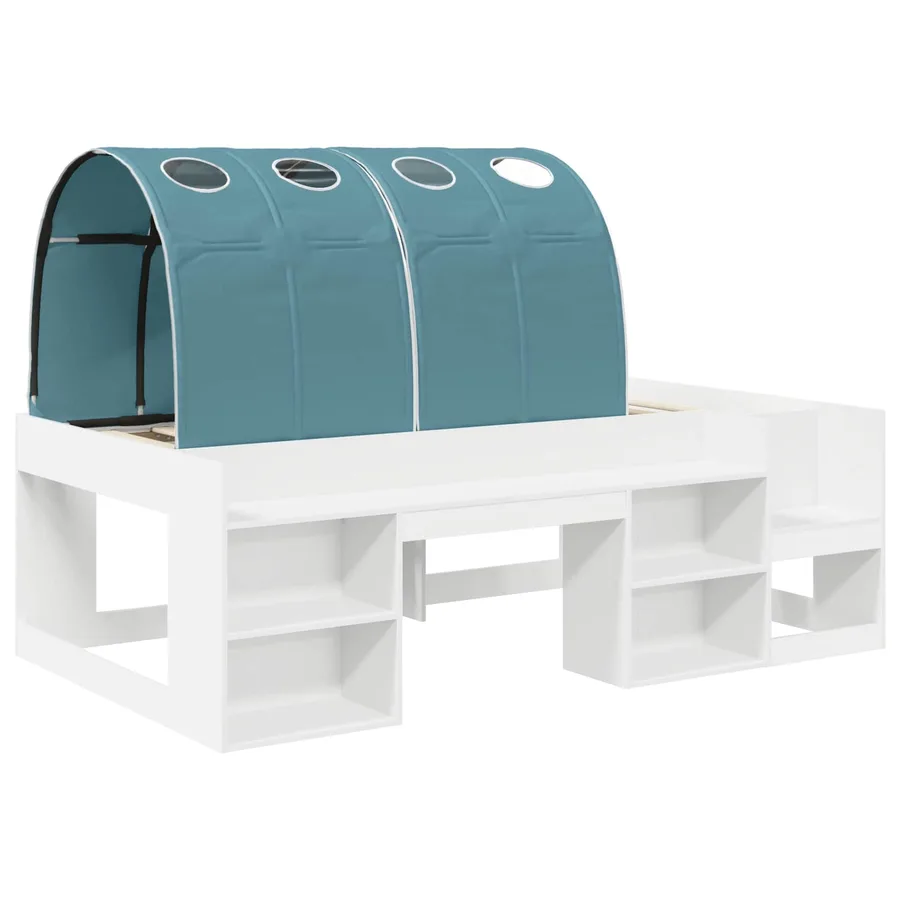 Cadre de lit avec tunnel avec étagère 3 pc Blanc et bleu clair - 3