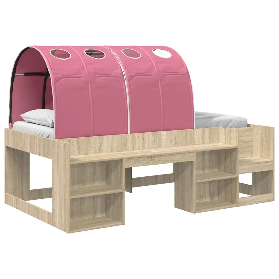 Cadre de lit avec tunnel avec étagère 3 pc Chêne Sonoma et rose - 2
