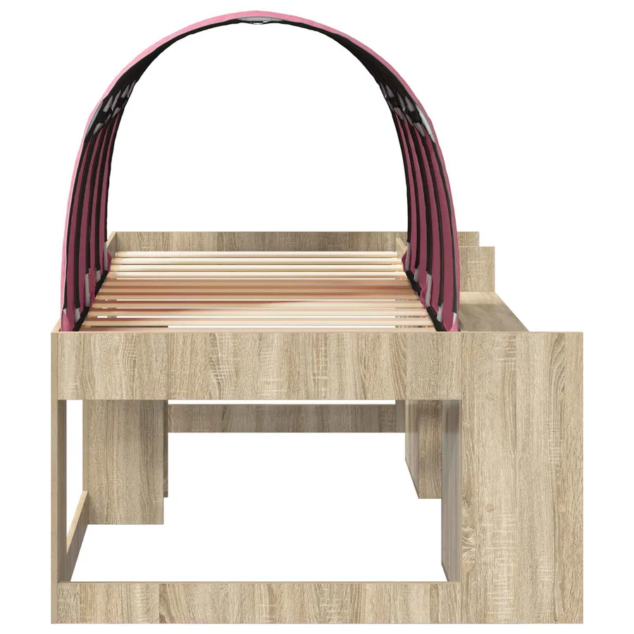 Cadre de lit avec tunnel avec étagère 3 pc Chêne Sonoma et rose - 7