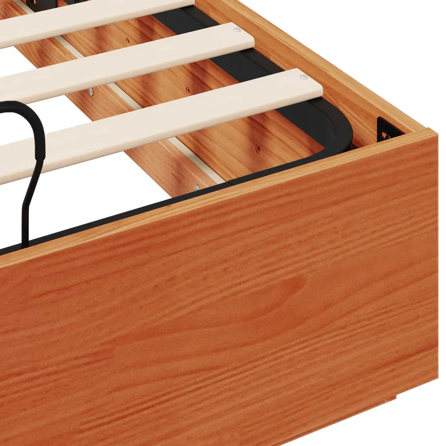 Cadre de lit ottoman avec rangement Brun cire 140 x 190 cm - 10