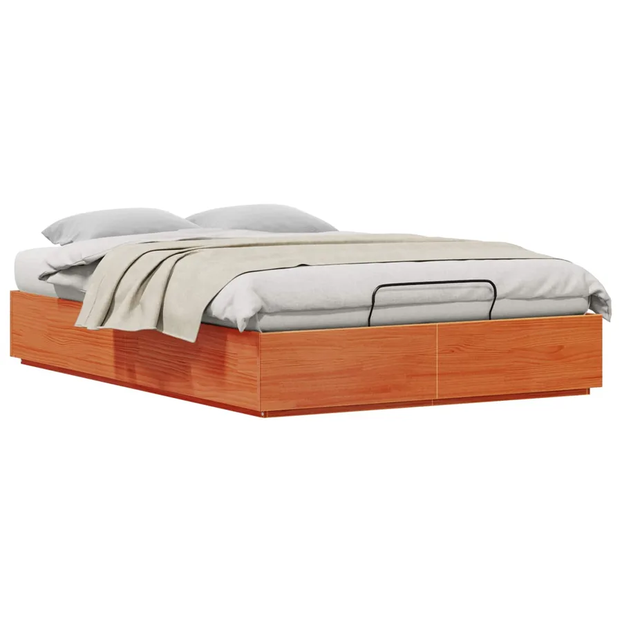 Cadre de lit ottoman avec rangement Brun cire 140 x 190 cm - 3