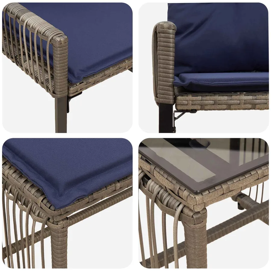 Ensemble de meubles d'extérieur 11 pcs Gris et bleu marine - 11