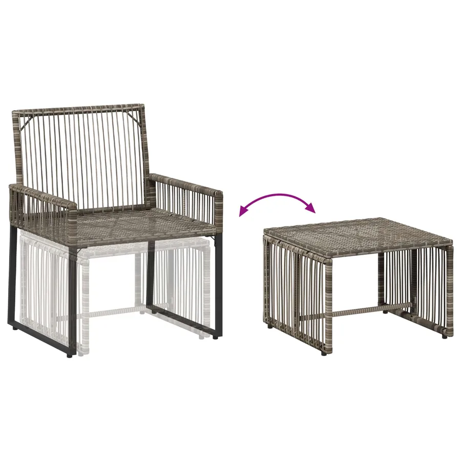 Ensemble de meubles d'extérieur 11 pcs Gris et bleu marine - 12