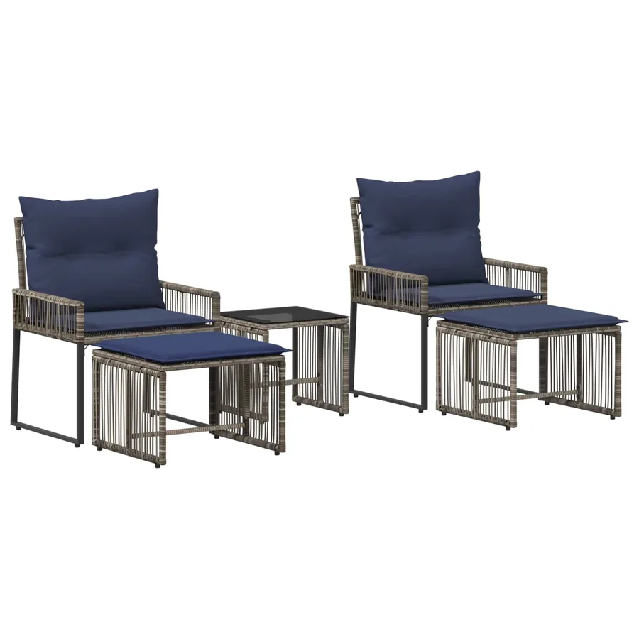 Ensemble de meubles d'extérieur 11 pcs Gris et bleu marine - 2
