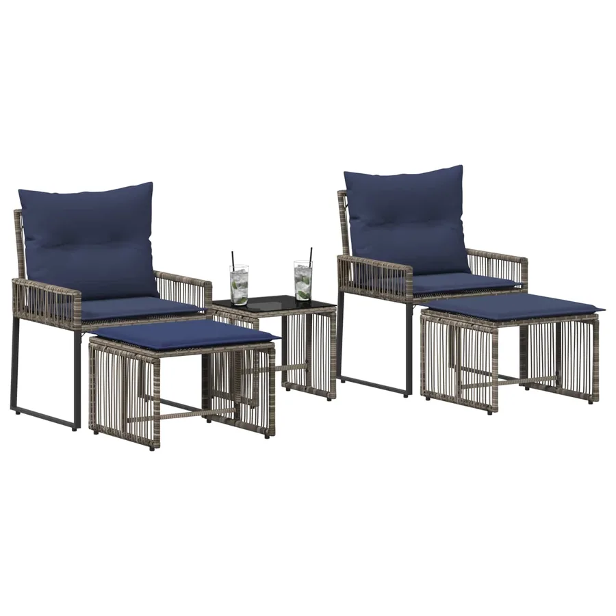 Ensemble de meubles d'extérieur 11 pcs Gris et bleu marine - 3