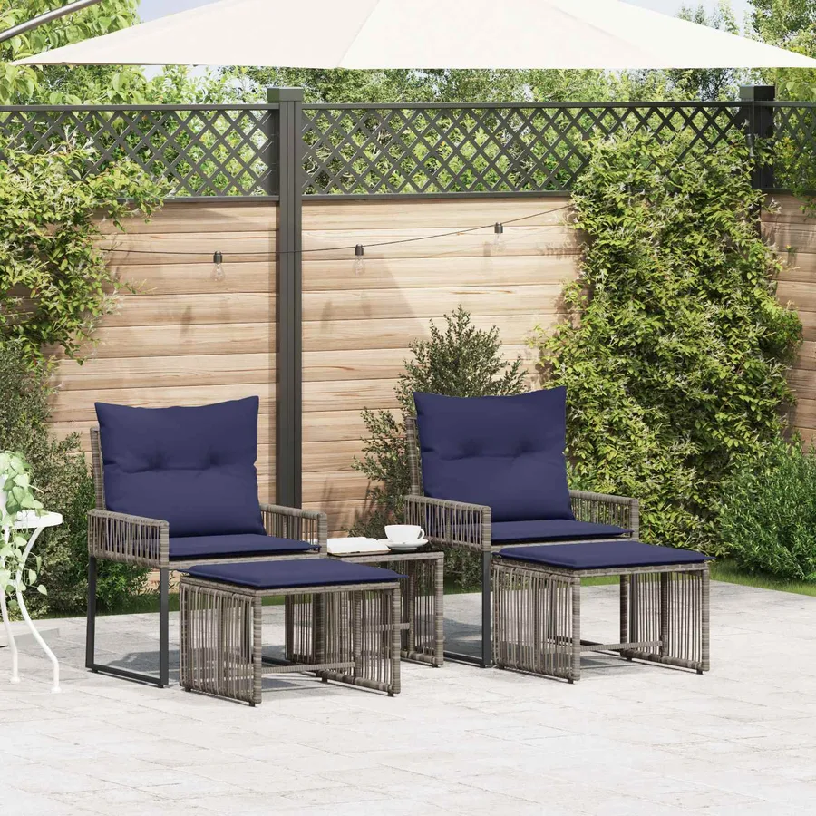 Ensemble de meubles d'extérieur 11 pcs Gris et bleu marine - 4