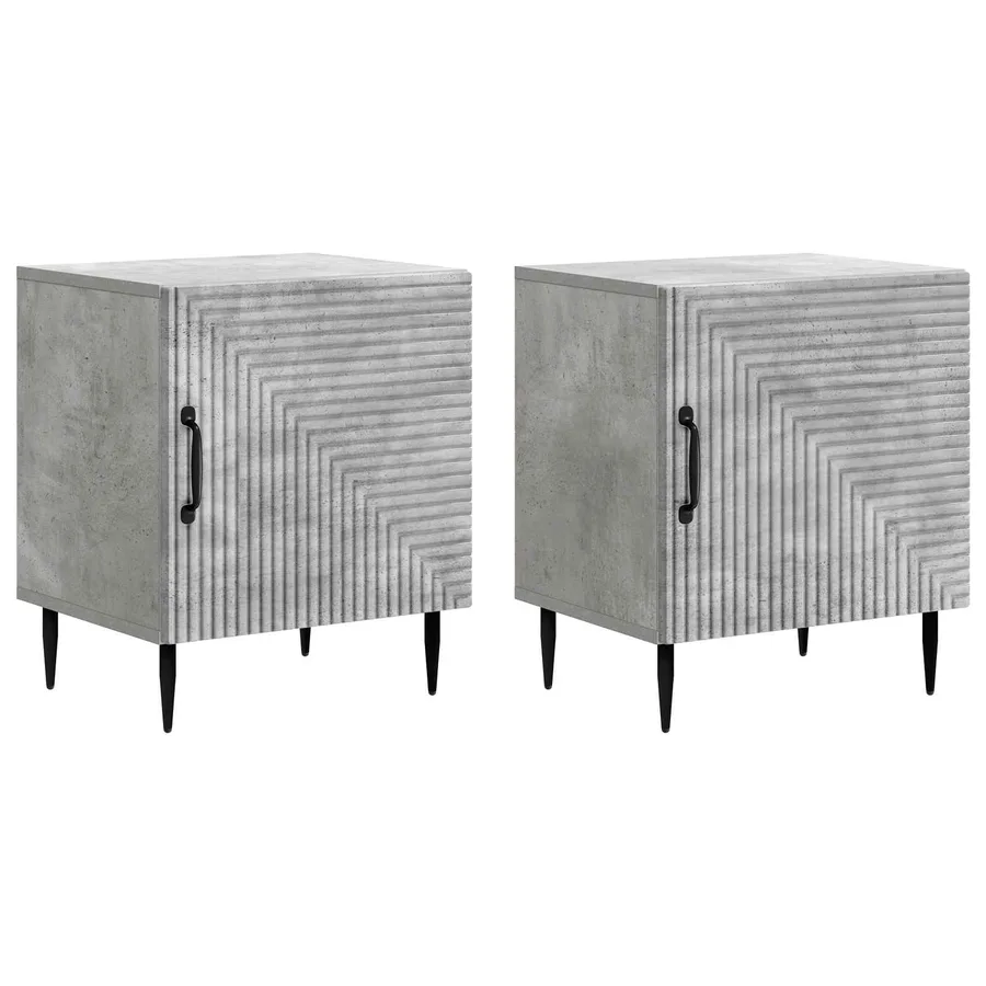 Cabinet de chevet 2 pcs Gris béton 43 x 34,5 x 50 cm - 2