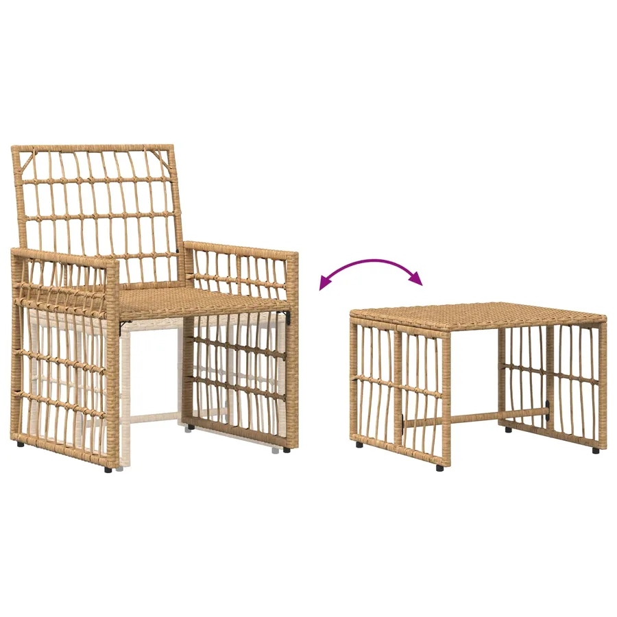 Ensemble de meubles d'extérieur 5 pcs Blanc Naturel et Crème - 12